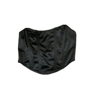 BLACK SATIN STRAPLESS CORSET TOP